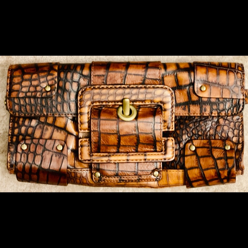 G series croc inspired leather clutch.